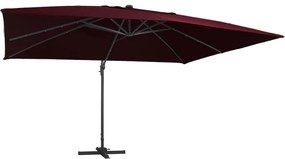 vidaXL Umbrelă în consolă de grădină cu LED-uri, roșu bordo 400x300 cm