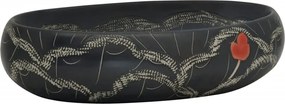 vidaXL Lavoar de blat, negru, 59x40x15 cm, ceramică, oval