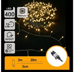 Aigostar - Ghirlandă LED de Crăciun pentru exterior, 400 LED-uri, 8 funcții, 23 m, IP44, alb cald