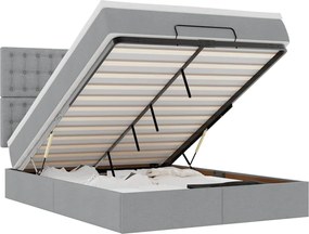 vidaXL Cadru pat otoman cu saltea țesătură gri deschis 140x200cm
