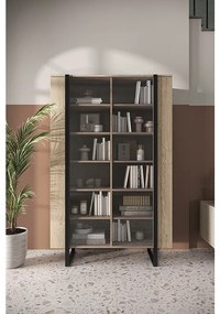 Vitrină Verica 120 cm - stejar biscuit / picioare negre