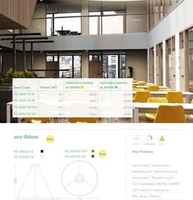 Lustra LED XXL circulara casa scarii Ara 150cm, Gold