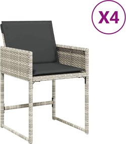 vidaXL Fotolii de grădină cu perne, 4 buc., gri deschis, poliratan