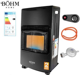 Soba pe gaz GPL pliabila 4,20 kW 3 trepte de putere , 20-80 m  ²  Regulator GPL + Furtun GPL 1,5 m