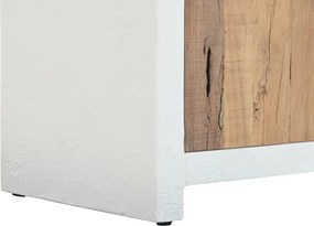 Vitrină din lemn reciclat cu finisaj hormigón alb, 4 uși, 3 polițe, 90 x 43 x 170 cm, „Form"