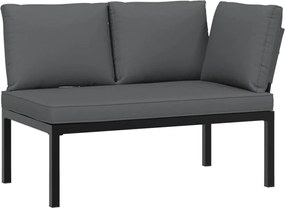 vidaXL Bancă de grădină cu perne, negru, aluminiu