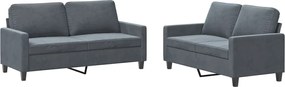 vidaXL Set de canapele cu perne, 2 piese, gri închis, catifea