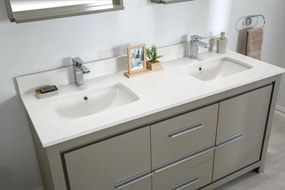 Set Mobilier Baie Superior 60, Include Dulap Baza cu Lavoar Dublu și 2 Oglinzi, 150 cm, Gri
