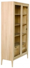 Vitrina, natur, din lemn de stejar, L108 cm, aspect rustic, Ernest