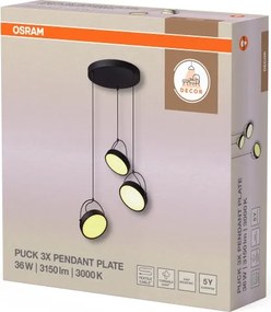 Osram - Pendul LED pe cablu DECOR PUCK 3xLED/12W/230V negru