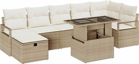 vidaXL Set de canapele pentru grădină cu pernă 8 pcs Bej Rattan poli