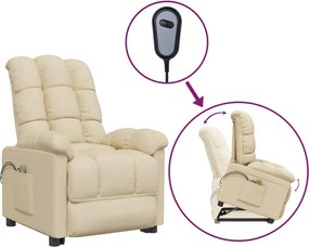 vidaXL Fotoliu de masaj cu ridicare, crem, material textil