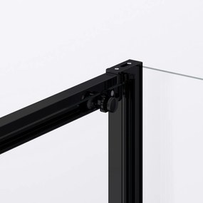 Cabina dus negru mat 140x80 cm, usa culisanta, grosime sticla 6 mm, tratament anticalcar, Ronal Divera