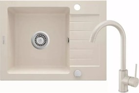 Set chiuveta bucatarie si baterie Deante Zorba finisaj bej 58x44cm