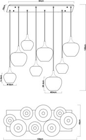 Globo 15548-8HG - Candelabru suspendat pe cablu MAXY 8xE27/40W/230V, cu finisaj cupru