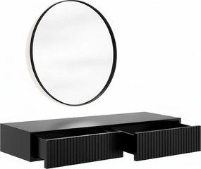 Măsuță de toaletă suspendată cu oglindă neagră Nicole 60 cm - negru mat / negru