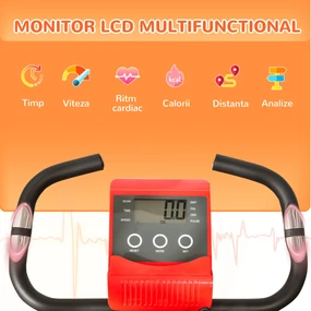 Bicicleta Pliabila HOMCOM 2 in 1, Rezistenta Reglabila pe 8 Nivele, Ecran LCD, 97x51x115cm, Rosu | Aosom Romania