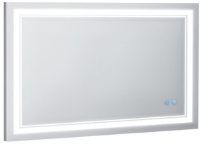 kleankin Oglindă de baie cu iluminare LED, Funcție de memorie, Comutator tactil, Protecție împotriva stropirii cu apă, Argintiu | Aosom Romania