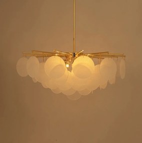 Lustra suspendata metal auriu si sticla SUONO 60