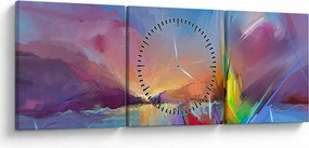 Tablou - Apus de soare (cu ceas) (90x30 cm)