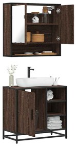 vidaXL Set mobilier de baie, 2 piese, stejar maro, lemn prelucrat