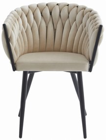 Fotoliu de sufragerie beige ORION VELVET cu picioare negre