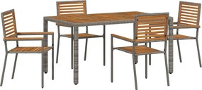 vidaXL Set de masă pentru grădină 5 pcs Gri și Brown poliratan