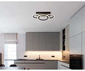 Plafoniera LED CCT BLEVINS riflaj MDF cu efect de lemn