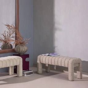 Bancă maro deschis capitonată cu tapițerie din țesătură bouclé Frex – WOOOD