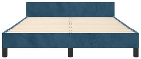 Cadru de pat cu tablie, albastru inchis, 140x190 cm, catifea Albastru inchis, 140 x 190 cm, Benzi orizontale