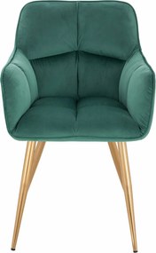 HR550 Scaun Verde Catifea cu Bază Aurie