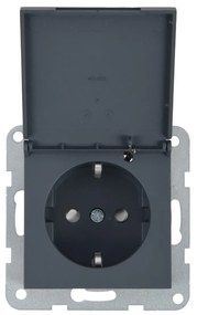 Priza simpla cu impamantare si capac, protectie copii, 16A, IP20, Night, Panasonic Karre Plus 55 Soft Touch