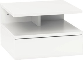HOMCOM Noptieră Suspendată cu Sertar și Raft Superior din Lemn, 35x32x22,5 cm, Alb | Aosom Romania