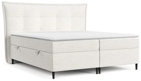 Pat boxspring crem cu spațiu de depozitare 200x200 cm Sinai – Maison de Rêve
