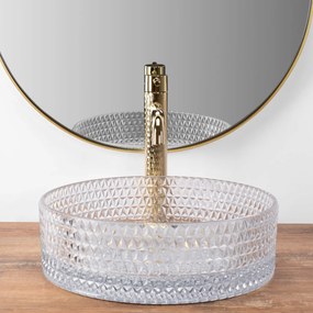 Lavoar pe blat Rea Cristal rotund finisaj sticla transparenta 36 cm