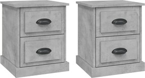 vidaXL Noptiere, 2 buc, gri beton, 39x39x47,5 cm, lemn prelucrat