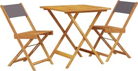 vidaXL Set mobilier bistro, 3 piese, textil antracit/lemn masiv