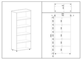 Dulap înalt SimpleOffice 80 x 40 x 180 cm, nuc / gri