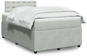 vidaXL Pat box spring cu saltea, gri deschis, 120x190 cm, catifea