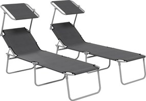 Outsunny Sezlong pentru Gradina cu Baldachin Reglabil, Sezlong pentru Plaja Pliabil Rabatabil pe 4 Niveluri, Bej | Aosom Romania