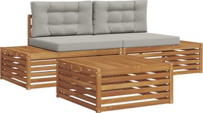 vidaXL Set de canapele de exterior 3 Bucată Gri natural și deschis