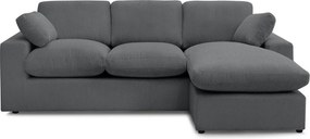 Colțar gri închis cu tapițerie din catifea reiată Belair – Bobochic Paris