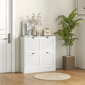 Dulap Ingust pentru Pantofi, Dulap Ingust pentru Depozitarea Pantofilor cu 2 Usi Rabatabile 81,5x25x83cm HOMCOM | Aosom Romania