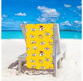 Set de plaja SMILE – prosop 100×180 cm si poncho 80×145 cm, galben