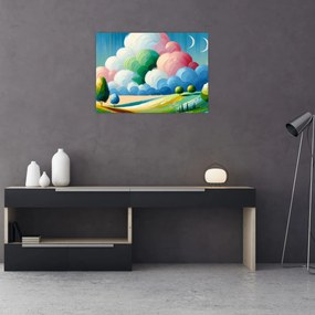 Tablou pe sticlă - Peisaj cu nor (70x50 cm)