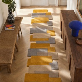 Covor tip traversă din lână Flair Rugs Collage, 60x230 cm, galben-bej
