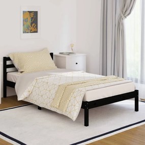 810424 vidaXL Cadru de pat, negru, 100x200 cm, lemn masiv de pin