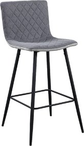 Scaun bar TORANA, gri/negru, stofa clasica/metal, 41x52x106 cm