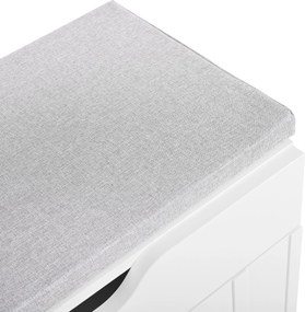 3-Dulap pentru pantofi, cu sertar și șezut tapițat, 90x35x74,5 cm, Alb