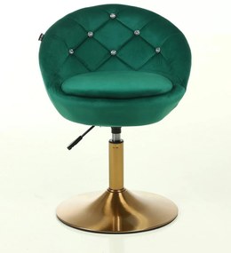 HR948N Scaun Verde din Catifea cu Bază Aurie